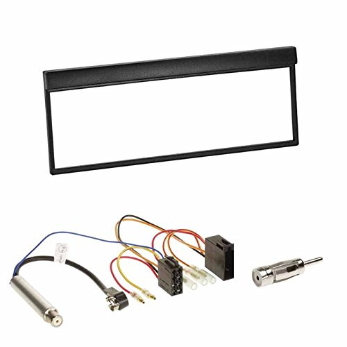 Einbauset : Autoradio 1-DIN Blende Einbaurahmen Radioblende schwarz + ISO Radio KFZ Kabel Adapter Radioadapter mit Phantomeinspeisung+ Antennenadapter für Skoda Fabia (6Y) 11/1999-12/2006