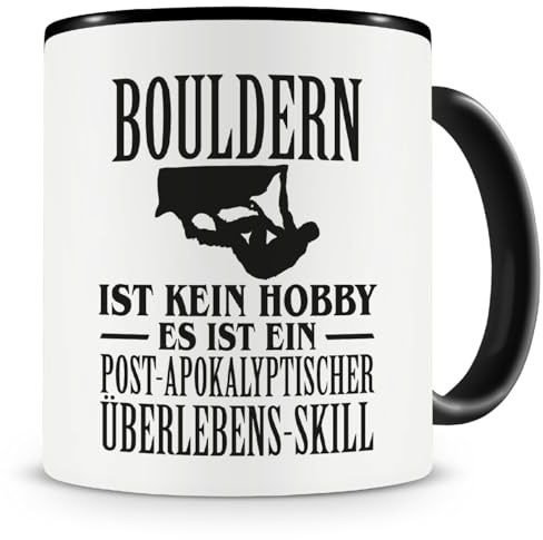 Samunshi® Bouldern ist kein Hobby Tasse Kaffeetasse Teetasse Kaffeepott Kaffeebecher Becher 300ml schwarz