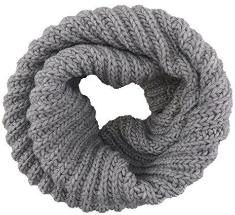 TigerTie Loop Schal grau einfarbig - Rundschal Grobstick Rippen-Optik