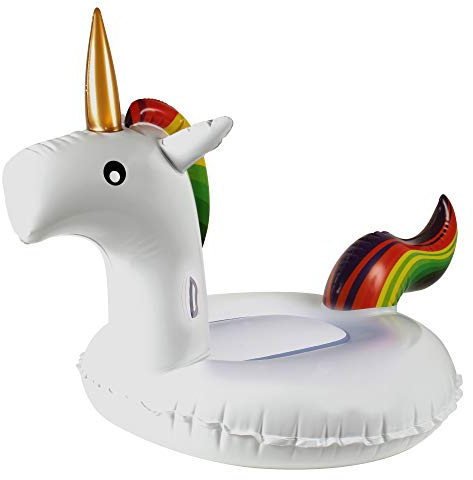 BLUE SKY - Unicorno Gonfiabile - 069787 - Bianco - Vinile - 240 cm x 145 cm - Gioco all'aperto - Piscina - Cavalcabile - Con Maniglia - XXL - A partire dai 14 anni