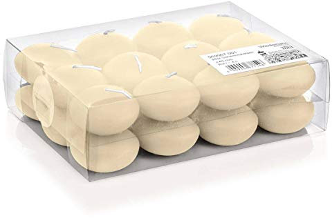 INNA-Glas Set 2 x 24er Set Schwimmkerze - Teelichter Ornella, Creme, Ø 4,5cm, 4h