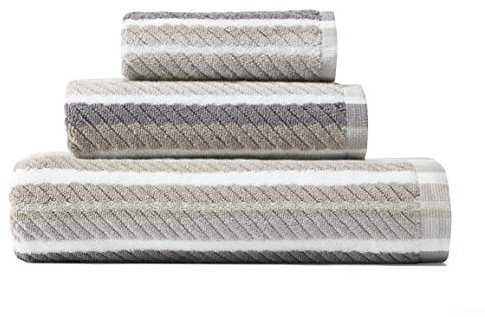 Tommy Bahama - Bathroom Towel Set, 100% Highly Absorbent Yarn-Dyed Cotton Towels, Low-Linting & Fade-Resistant (Ocean Bay Grey, 3 Piece)