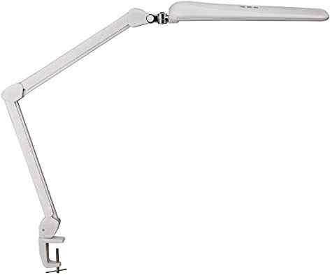 MAUL LED Klemmlampe weiß MAULcraft dimmbar tageslichtweiß Büro Werkstatt | stufenlos dimmbar, flexibler Doppelarm, stabiler Klemmfuß, schattenarmes Licht, austauschbare LED, Schalter am Kopf
