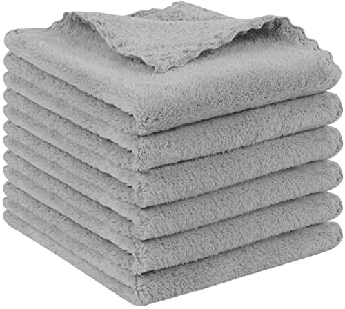 SUNLAND Microfiber Face Makeup Remover Cloth Reusable Facial Cleansing Towel Ultra Soft Face Washcloth 11inchx 11inch (6pack, Grey)