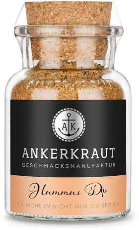 Ankerkraut Hummus Dip, Kichererbsen Dip selber zubereiten, Falafel Wrap würzen, Sesammus, Orient Flair für zu Hause, Sauce Püree für Gemüse und Cracker, 105 g im Korkenglas