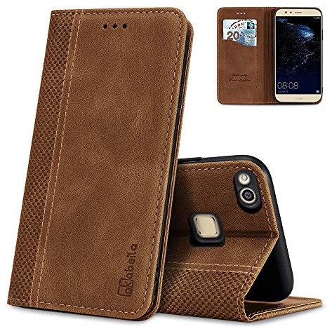 AKABEILA Hülle für Huawei P10 Lite Handyhülle Leder Flip Case Ständer PU Brieftasche Schutzhülle Klapphülle Tasche Case mit [Kartenfach] [Standfunktion] [Magnetisch]