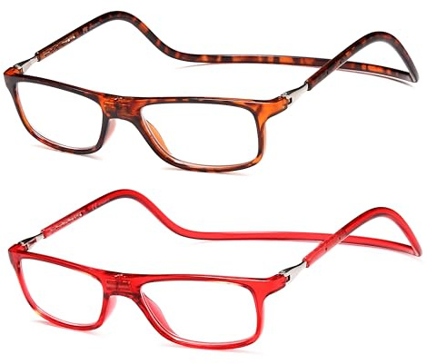 NEW VISION Lesebrille mit Magnetverschluss 2 pack, Lesebrillen, Bequem Magnetverschluss Vorne, Reading Glasses NV2904, Lesehilfe für Damen Herren (Mr, 2.5, x)