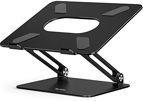 BoYata Laptop Stand, Ergonomic Aluminum Height Adjustable Laptop Mount Computer Stand Riser for Desk Compatible for 10-17 Laptops and Notebook (Black)