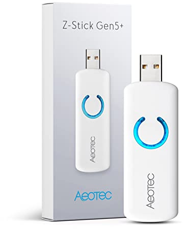 Aeotec Z-Stick Gen5 Plus, Z-wave Plus USB to Create Z-Wave Gateway, Zwave Hub Controller Pro 2020 SmartStart and S2 Enabled, Works with Raspberry Pi 4, Compatible with SmartThings, HomeSeer, White