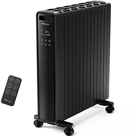 Pro Breeze 2000W Öko Radiator - Heizkörper elektrisch mit 24h Timer, Fernbedienung, Thermostat & Überhitzungsschutz - Elektroheizung energiesparend mit 3 Heizstufen, ölfrei - Schwarz