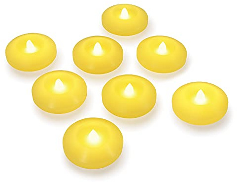 Floating Candle Flicker Wax LED Floating Candles Flameless Batteries Power Tea Lights Water Activated for Wedding Home Party Centerpiece Vases Bath Outdoor Pool Pond Decor (8 Pack, Warm White)