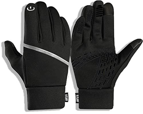 WESTWOOD FOX WFX Thermo-Handschuhe für Kinder, Touchscreen, rutschfest, dick, warm, Winddicht, für Jungen und Mädchen, Alter 6–12, für Laufen, Outdoor, Fußball, Sport (XS, Schwarz)