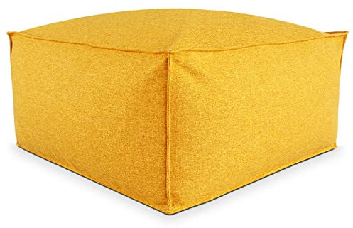 Deshome - Sitzhocker Sitzpouf Pouf 100x100x50 cm mit abnehmbarem Polster für Innen- und Außenbereich: Sitzpouf Design für Sofa, Wohnzimmer, Schlafzimmer, Sitzhocker, Light Pouf Sonniges Gelb