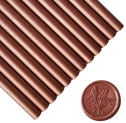 12 Stück Klebepistolen Siegel Wachs Sticks für Wachssiegelstempel, PORXFLY Siegelwachsstäbe, ideal für Karten, Umschläge, Geschenkverpackungen, Hochzeitseinladungen (Kaffee Gold)