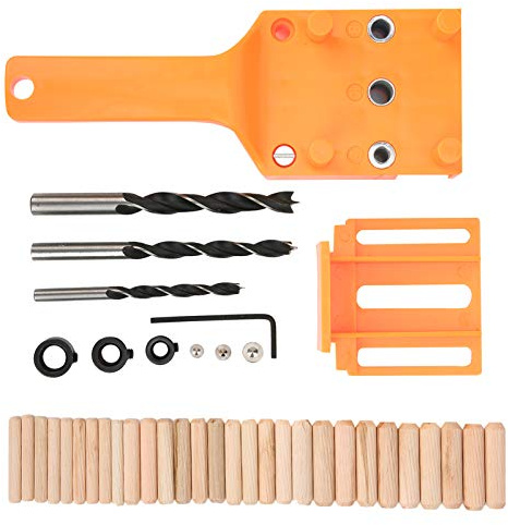 Joyzan Broca Agujero Guia Espigas, Plantilla Herramienta Bolsillo Autocentrantes Carpintería Guia Agujeros Madera para Perforación Taladro Pasador Taco Orificio Posicionamiento Dowelling 6 8 10mm