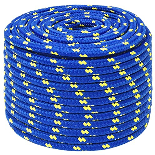 vidaXL Bootsseil Ankerleine Festmacher Tauwerk PP Leine Seil Tau Polypropylenseil Geflochten Flechtleine Blau 12mm 25m Polypropylen
