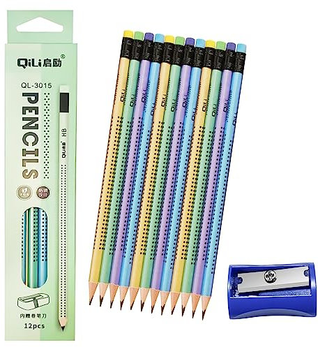 Chedin 12 Stück HB Bleistifte, Bleistift Kinder, Graphitstift rutschfest mit Radiergummi für Haus, Schule Büro, Schreiben Skizzieren Zeichenwerkzeuge (12)