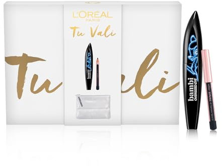 L'Oréal Paris, Geschenktasche mit Mascara-Effekt, künstliche Wimpern und Mini-Augenmascara, für Rehaugen, mit exklusivem Kulturbeutel