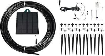 Skyline Grower Irrigatia SOL-C24L With 12 Dripper Extension Kit Solar powered Automatic Plant Watering System Greenhouse Gardens Balcony Hanging Basket Drip Irrigation Sprinkler Timer Water Saving Kit