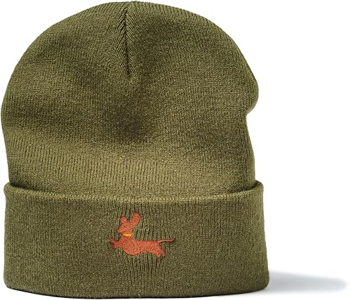 Outdoor Strickmütze Herren & Damen : Dackel - Geschenk für Hundebesitzer Jäger Geschenke - Beanie Männer Mütze Wintermütze Hund (Olive)