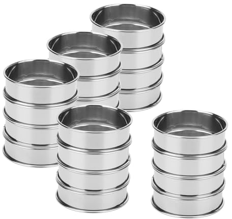 JOIKIT 20 Stück Crumpet Ringe 8 cm, antihaftbeschichtet Dessertringe, Mousse Ringe, Edelstahl Muffinringe, doppelt gerollter Tortenring zum Backen
