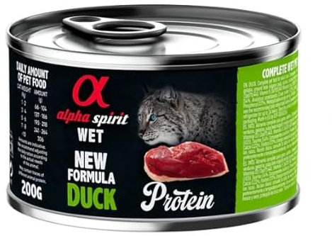 Alpha Spirit Nassfutter für Katzen, 6 Dosen x 200 g (Ente)
