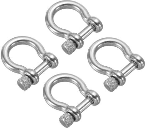 PATIKIL 4 Stück D-Ring Schäkel 5/16 Zoll Innenbreite U-Form Kleine Schäkel | Edelstahl, Für DIY Lederhandwerk Ersatz