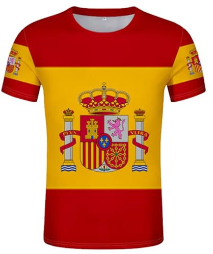 YuanDiann 2024 Europea Calcio Coppa Magliette Spagna Tifosi Fare Il Tifo Sport Casual Uomo Donna Bambini Bandiera Nazionale Stampa Manica Corta Girocollo Asciugatura Veloce Traspirante T Shirt 1# 2XS