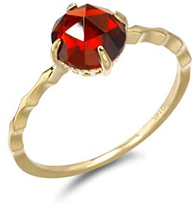 Beydodo Trauring - Anello da donna in oro 750, personalizzabile, con filo rosso, anelli di fidanzamento, senza nichel, misura 47 (15,0)-67 (21,3), 12 (16,6), Granato
