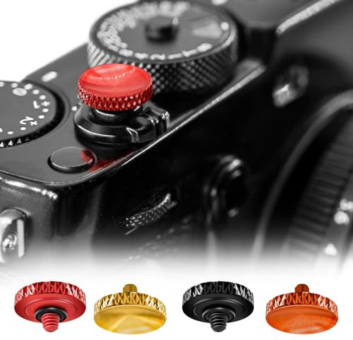 REYGEAK 4 Stück Auslöser, Aluminiumlegierung Konkaver Auslöser Knopf, Weicher Auslöser, für Leica, für Fujifilm X100VI X-T30 X-T20 X-T10 X-T5 X-T4 X-T3 X-PRO (4 Stück (rot/braun/orange/schwarz))