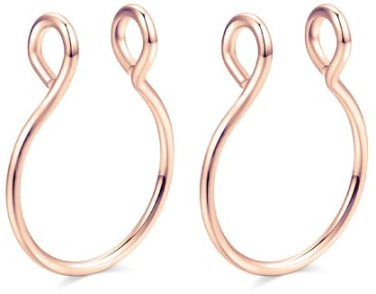 Decentraland 2 Stück Silbrig 20G 0,8 mm Fake Stretched Hoops Septum Faux Nasenringe Edelstahl Hufeisen U-förmig Nasen-Lippen-Piercing Nagel-Piercing-Schmuck 8 mm