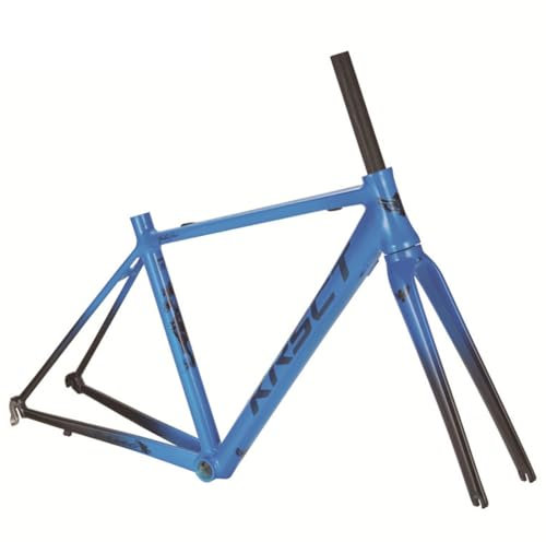 ZJHAHJY Rennrad-Rahmen-Set, 700C, leichte Aluminiumlegierung, 44 cm/46 cm/48 cm/50 cm, C-Bremsrahmen QR 100/130 mm, mit Carbongabel (Größe: 43 cm)
