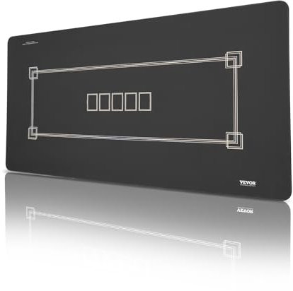VEVOR Tapis de Poker 180x90 cm, Tapis de Jeu de Cartes pour 6 à 8 Joueurs Pliable, Nappe de Table de Poker pour Jeux de Poker Étanche, avec Sac de Transport, Salle de Poker, Rectangulaire, Noir