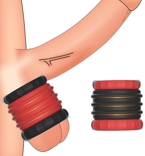 Anello del pene Set per gli uomini, morbido silicone doppio scroto Bondage anello giocattolo del sesso, anelli di cazzo per gli uomini di gomma per il sesso estremo coppie (Red Long+Black Short)