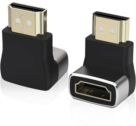 MxyVrix 2 Pièces Adaptateur Coudé 8K, Connecteur HDMI Mâle à Femelle à 90 et 270 Degrés, Connecteur Coude HDMI 2.1 Angle Droit 8K@60Hz, 4K@120Hz, HDR, pour TV, Laptop, Moniteur