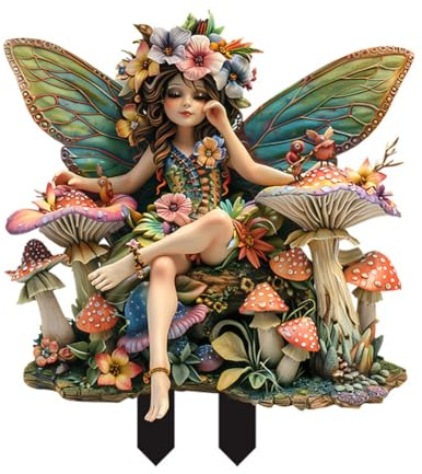 iSpchen Bohemian Feen Blumentopf Figuren, Fairy Garden Miniatur Feen Figuren Elfen Bodenstecker Dekor Schild Miniaturfeen Gartenfiguren Fee Figur Miniatur Elfen Deko für Garten Hof Rasen Dekor Topf