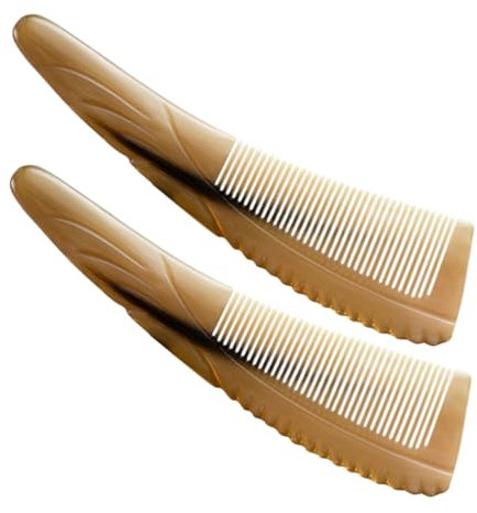 Ipetboom 2stücke Kamm aus Ochsenhorn Fein Gezinkter Haarkamm Antistatischer Stylingkamm mit Kopfhautmassagefunktion Haarpflegekamm für Lockiges Männerhaar und Bartstyling