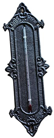BESPORTBLE Thermomètre Mural en Fonte Noire, Outil D'intérieur Multifonctionnel Design Robuste en Fer, Décoration Murale Classique et Jardin