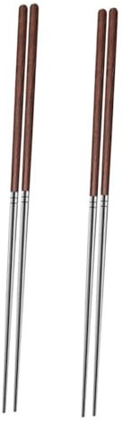 OQHAIR 2 Paia di Bacchette per pentola Calda, Bacchette Cinesi, Bacchette da Cucina, in Acciaio Inossidabile Argentato