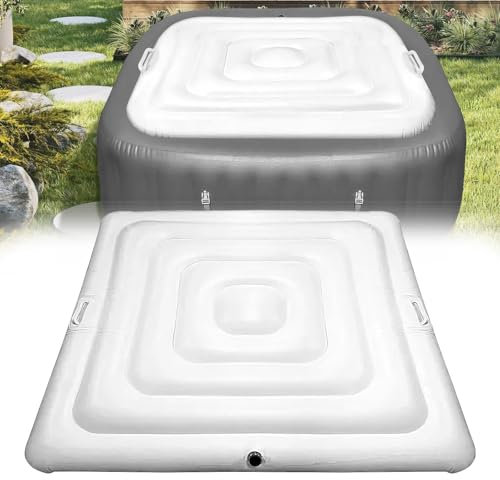 DFANCE Couverture de Spa Gonflable,Couvre-Bain Gonflable Carré avec Poignées,Couvercle de Spa Isolation Thermique Pliable,Couvercles Spa À Économie D'Énergie pour Le Couvercle(Size:135cm（53in）)
