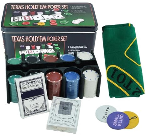 Poker Set - Heavy Duty Clay Composite Chips | Poker Chips Set, Professionelle Qualität Gambling Chips, Koffer mit Würfel und Dealer Button, Stil Spiel Set für Zuhause, Party, Nachtspaß