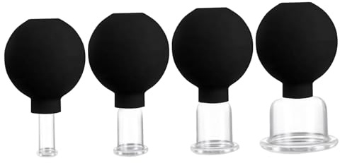 Face Cupping, Body Cupping Massage, Strong Suction Easy Grip Portable Comfort Lightweight Cups Natural Healing, Glass Cupping Set for Leg Arm Back Shoulder, 0.39 * 0.87 * 0.59 * 1.42 Inches, Black