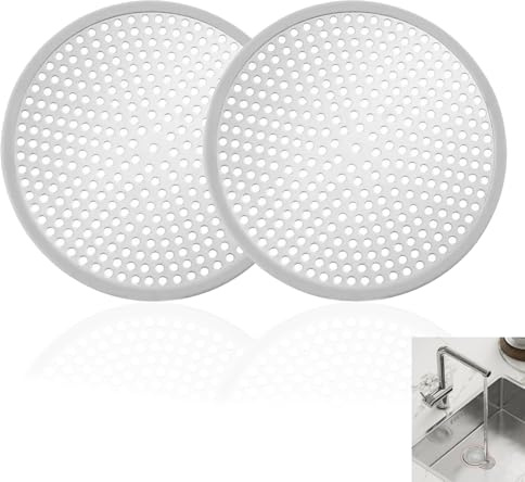 2 Pcs Shower Drain Hair Catcher, Stainless Steel Drain Cover with Silicone Edge, Bathroom Anti-Clog Sink Plug Strainer for Floor, Bathtub, Plughole, Sewer Filter, Prevents Hair Debris Clogs, 120mm