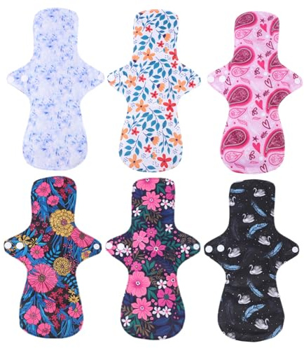 BIUDECO Toallas Menstruales Reutilizables y Duraderas de Tela Pul Membrana, Secas y Cómodas, Paquete de 6 para Uso Adulto en Compras y Desplazamientos Color Aleatorio