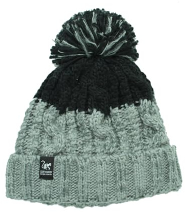 Surf Monkey Cappello invernale unisex con pompon taglia unica in pile interno, grigio / nero, Taglia unica
