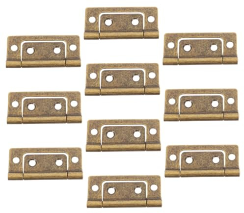 HAMPPLIES 10pezzi Cerniere per Mobili Piccole in Ferro Ispessito Cerniere Silenziose per Ante di Armadi Credenze e Cassettiere Design Vintage in Rame Antico Ferramenta per Mobili da Cucina