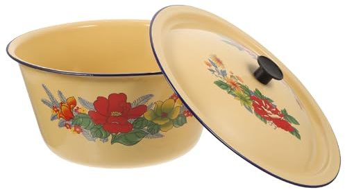 Toyvian Olla Esmaltada Tapa 28 Cm Grande Capacidad para Cocinar Sopa y Guisos, Olla Doméstica Multifunción de Cocina, Utensilio Esencial Hogar y Preparación de Alimentos Varios estilos
