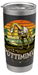 Puttimimus Golf Putting Gallimimus Dinosauro Retro Design Bicchiere termico in acciaio inox doppia parete