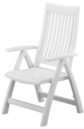 Kettler Gartenstuhl Hochlehner - stabiler Klappsessel für den Garten - Rückenlehne mehrstufig verstellbar - weiß