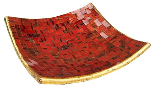 Guru-Shop Coupe Carrée en Mosaïque, Sous-verre, bol Décoratif, Coupe à Fruits, Coupelle en Céramique et Verre Faite Main - Motif 2, Orange, Taille : Moyen (25x25 cm), Des Bols